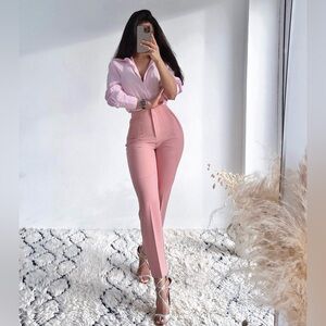 Pink High-Waisted Pants